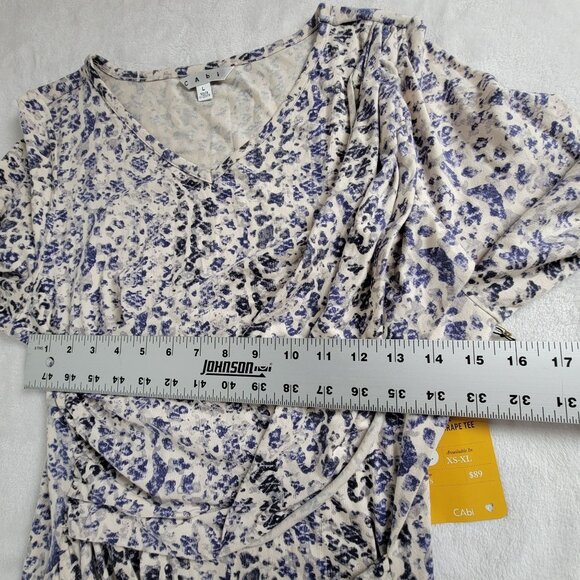 Cabi The Shore Womens Double Drape Tee Large Animal Print 3/4 Sleeve Stretch New - Picture 9 of 10